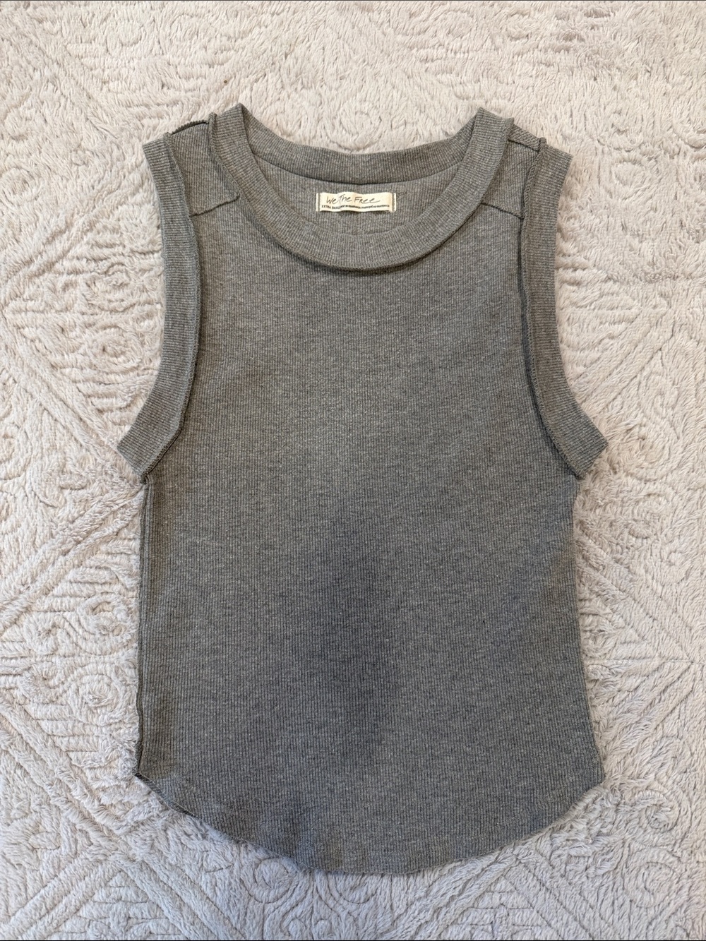 Free People Gray Ribbed Sleeveless Tank
